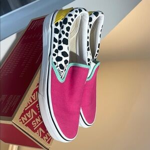 Vans Pink Slip-On Shoes with Polka Dot Accent